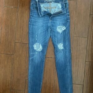 American Eagle Outfitters Women's Ripped Blue Skinny Jeans